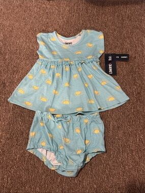NWT Limited Too Blue & Yellow Sun Print Top and Bloomers Set